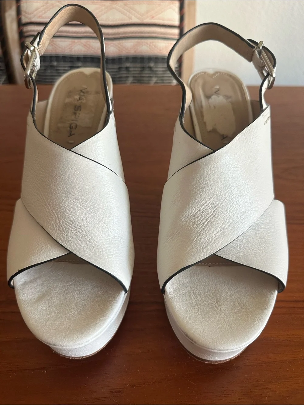 Via Spiga White Platform Sandals